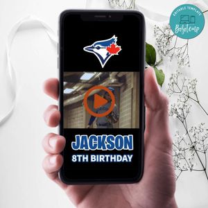 Toronto Blue Jays Birthday Video Invitation Digital Template Customizable Instant Download