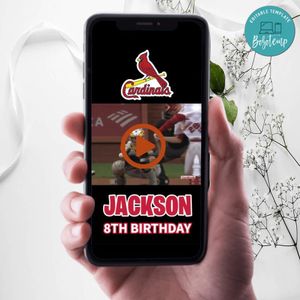 St. Louis Cardinals Birthday Video Invitation Digital Template Customizable Instant Download