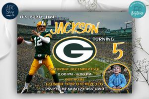 Green Bay Packers Birthday Invitation Template to Print at Home Instant Download