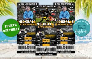 Editable Pittsburgh Steelers Birthday Ticket Invitation Instant Download