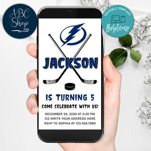 Electronic Tampa Bay Lightning Electronic Invite Birthday Flyer Template Instant Download