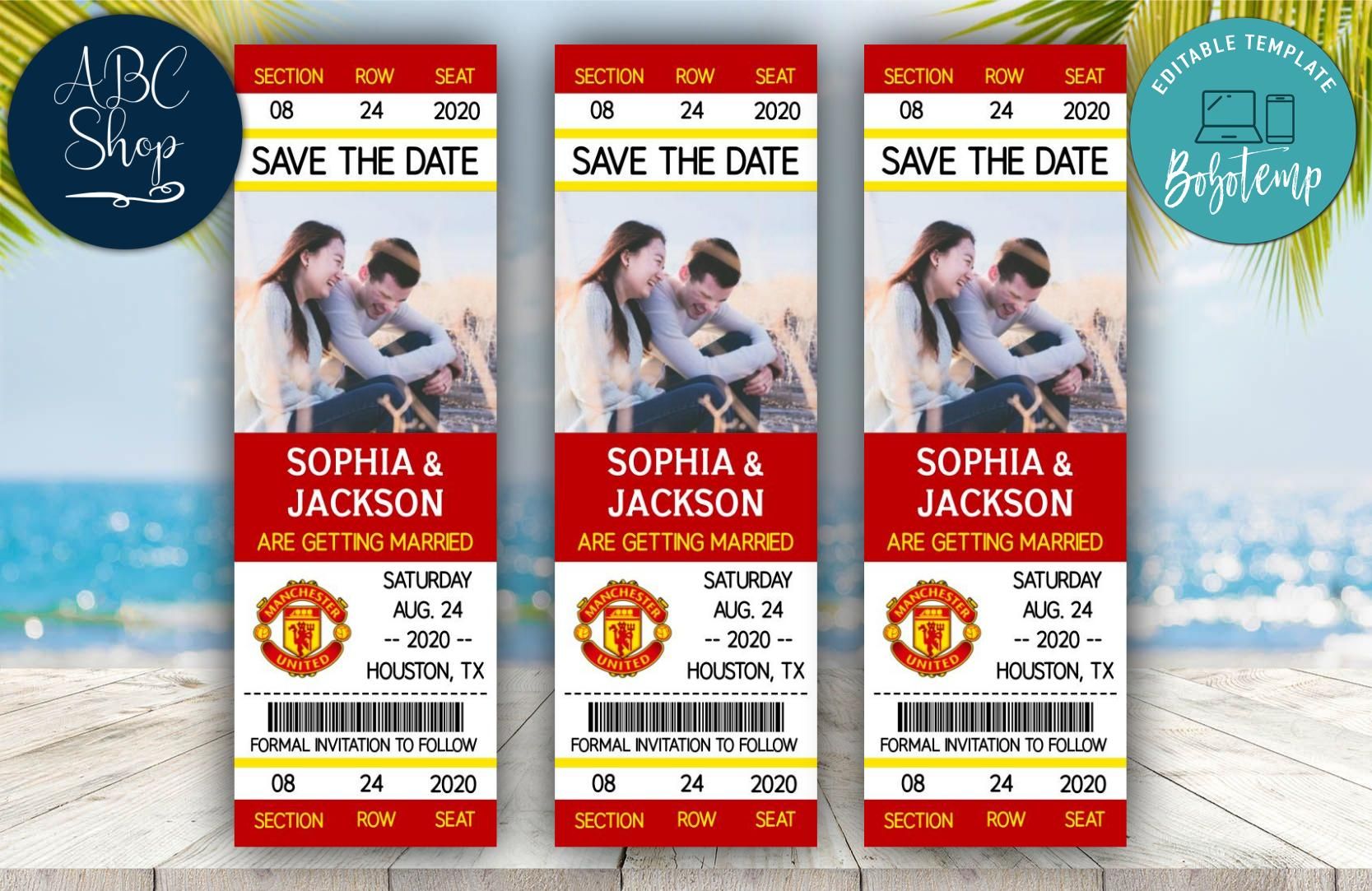 Manchester United F.C Save The Date Wedding Ticket Invitations Bobotemp