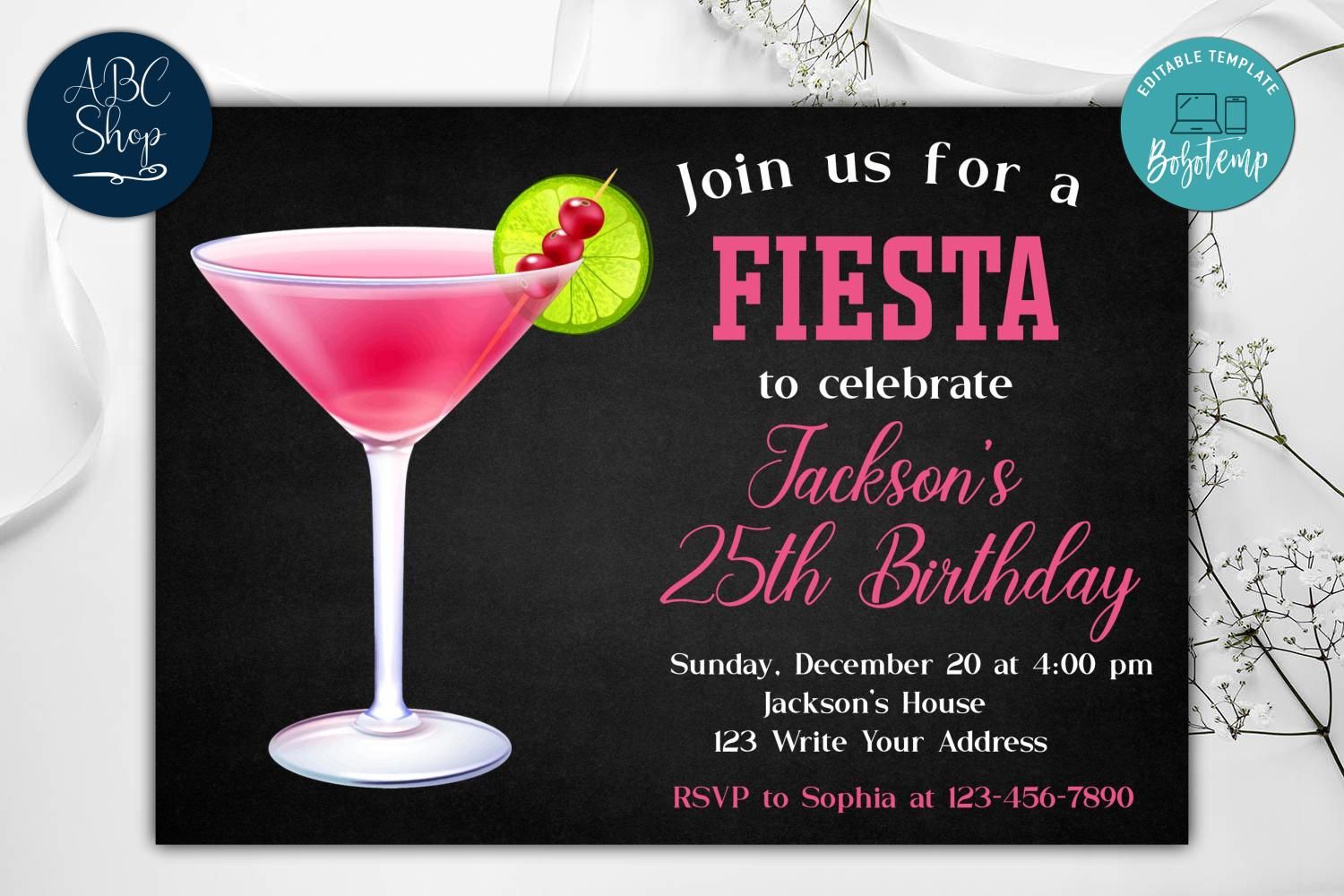 Printable Margarita Fiesta Birthday Invite Instant Download | Bobotemp
