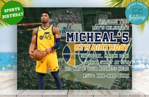 Editable Utah Jazz Digital Party Invitation Invite Instant Download