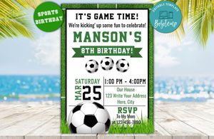 Editable Soccer Birthday Flyer Instant Download