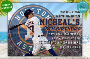 Editable Houston Astros Birthday Invitations Instant Download