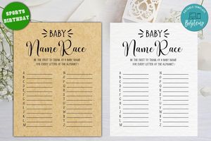 Editable Baby Name Race Baby Shower Game Instant Download