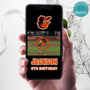 Baltimore Orioles Birthday Video Invitation Digital Template Customizable Instant Download