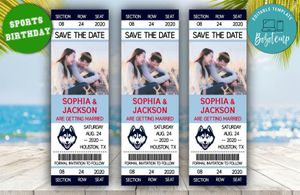 Connecticut Huskies Save The Date Wedding Engagement Announcement Ticket Invitation Instant Download