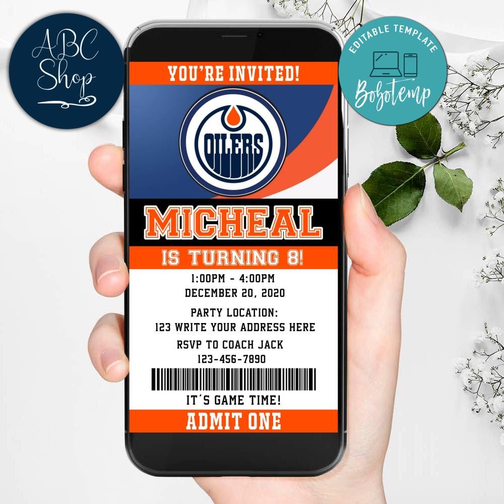 Electronic Edmonton Oilers Electronic Invite Birthday Invites DIY
