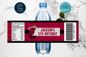 Printable Miami Heat Water Bottle Labels Instant Download