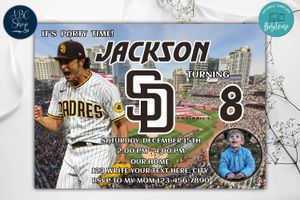 San Diego Padres Birthday Invitations Template to Print at Home Instant Download