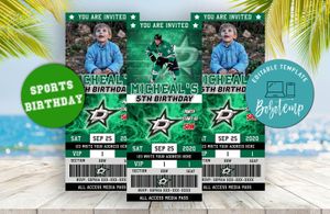Editable Dallas Stars Party Ticket Invitation Instant Download