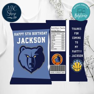 Memphis Grizzlies Chip Bags Digital File Printable Instant Download