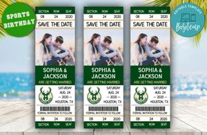 Milwaukee Bucks Save The Date Wedding Engagement Announcement Ticket Invitation Instant Download