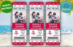 Houston Rockets Save The Date Wedding Engagement Announcement Ticket Invitation Instant Download