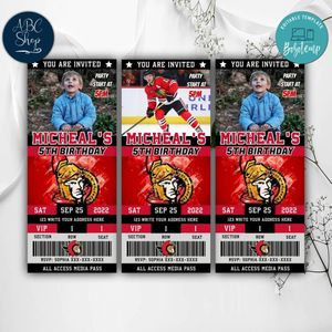 Ottawa Senators Ticket Birthday Editable Templates Instant Download