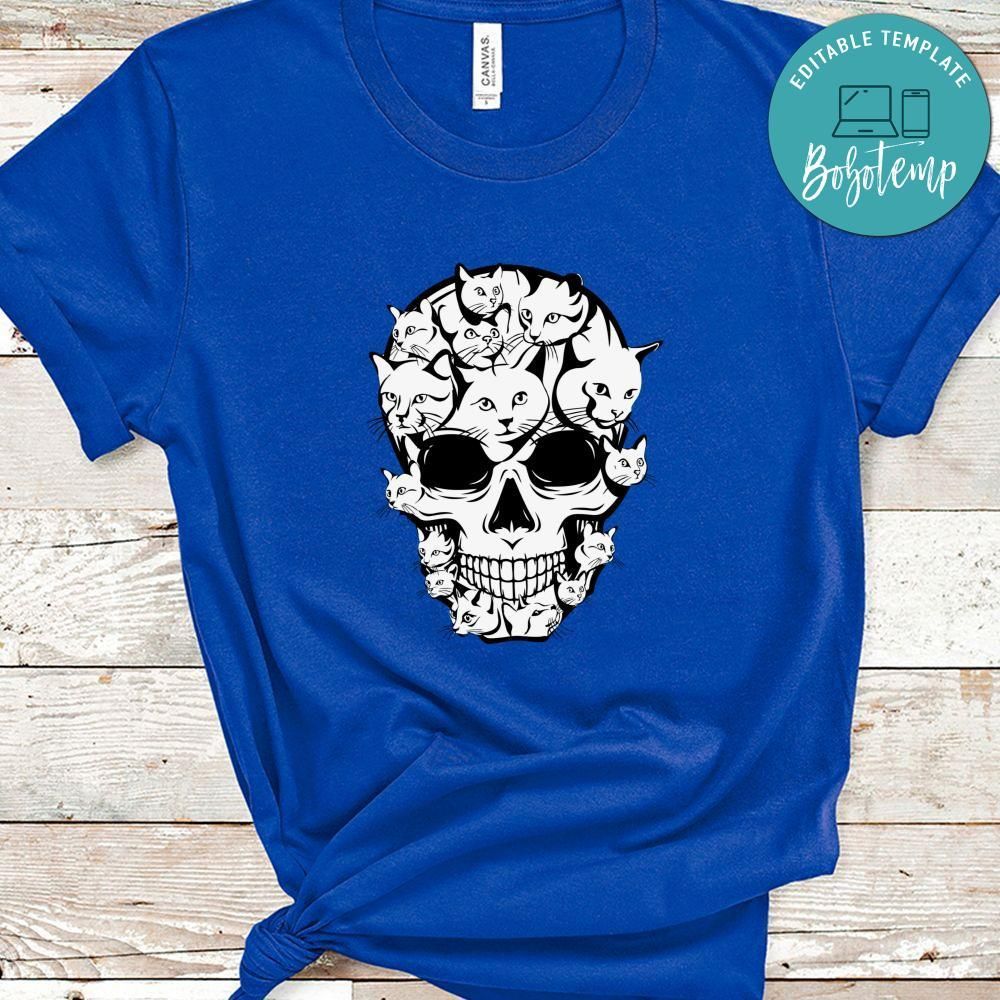 Halloween Funny Cat Skull Cat Lover Shirt