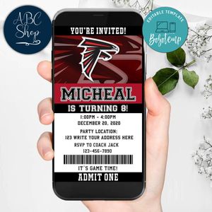 Electronic Atlanta Falcons Birthday Flyer Instant Download