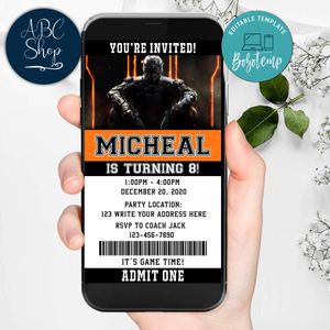 Electronic Call Of Duty Ticket Electronic Invite Birthday Flyer Instant Download