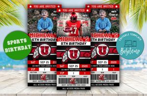 Editable Utah Utes Birthday Ticket Invitations Instant Download