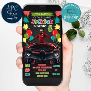 Mobile Mohamed Salah Liverpool Drive By Birthday Parade Electronic Invite Invitation Template Instant Download