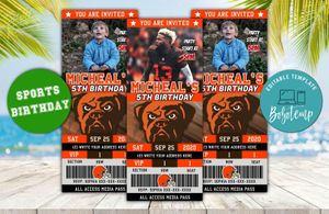 Cleveland Browns Birthday Ticket Party Invitation Instant Download