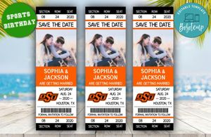 Oklahoma State Cowboys Save The Date Wedding Engagement Announcement Ticket Invitation Instant Download