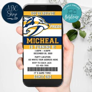 Electronic Nashville Predators Birthday Invitation Instant Download