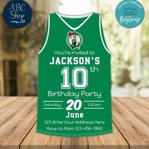 Boston Celtics Jersey Birthday Flyer Instant Download