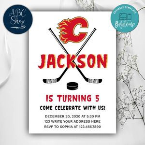 Printable Calgary Flames Birthday Invitations Instant Download
