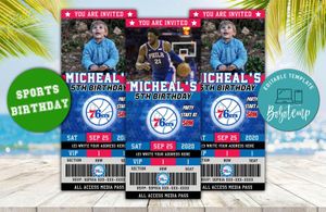 Editable Philadelphia 76ers Birthday Ticket Invitation Instant Download