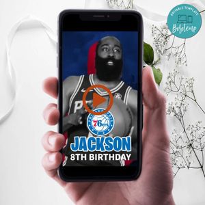 Philadelphia 76ers Birthday Video Invitation Digital Template Customizable Instant Download