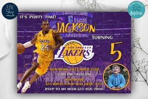 Lakers Birthday Invitations Template to Print at Home Instant Download