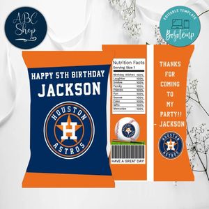 Houston Astros Chip Bags Digital File Printable Instant Download