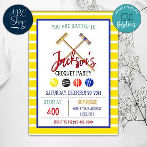 Croquet Party Invitations Instant Download