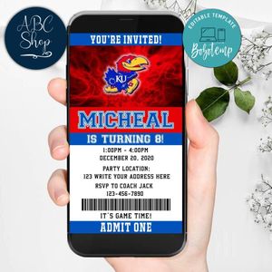 Electronic Kansas Jayhawks Ticket Electronic Invite Birthday Invites Instant Download