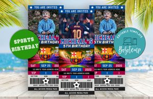 Lionel Messi Barcelona FC Party Ticket Invitations Digital Files
