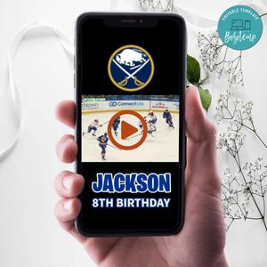 Buffalo Sabres Birthday Video Invitation Digital Template Customizable Instant Download