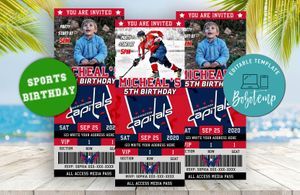 Editable Washington Capitals Birthday Ticket Invitations Instant Download