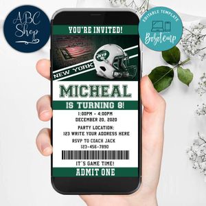 Electronic New York Jets Birthday Invitation Instant Download