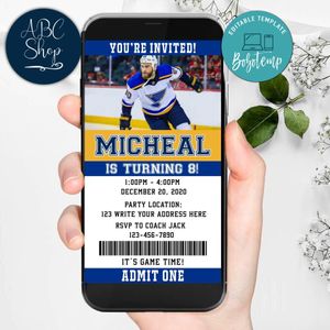Electronic St Louis Blues Electronic Invite Birthday Invitations Instant Download