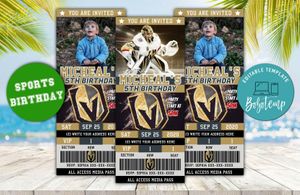 Vegas Golden Knights Ticket Birthday Editable Templates Instant Download