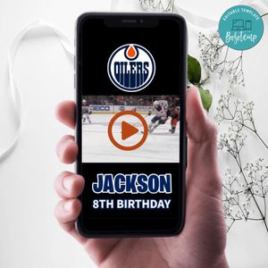 Edmonton Oilers Birthday Video Invitation Digital Template Customizable Instant Download