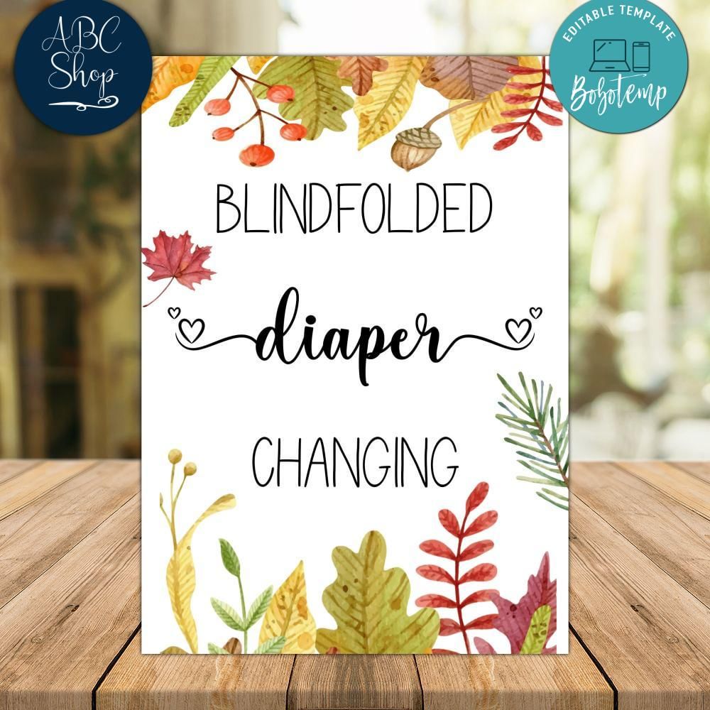 Greenery Blindfolded Diaper Changing Baby Shower Game DIY Bobotemp