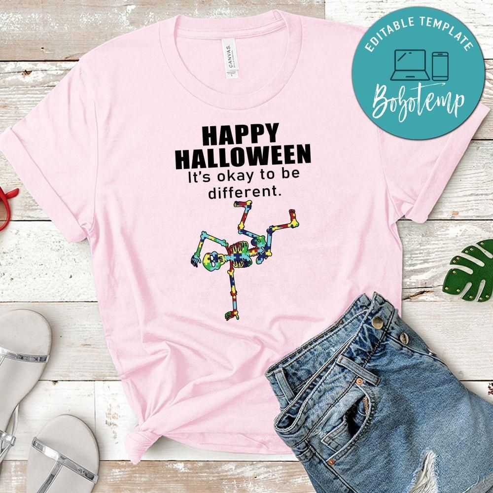 Halloween Autism Awareness Skeleton Shirt