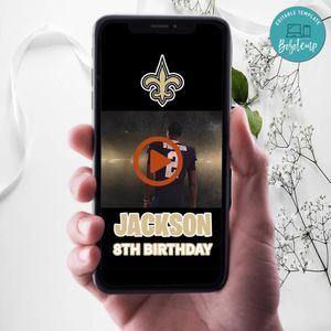 New Orleans Saints Birthday Video Invitation Digital Template Customizable Instant Download
