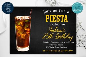 Printable Margarita Fiesta Birthday Party Invitation Instant Download