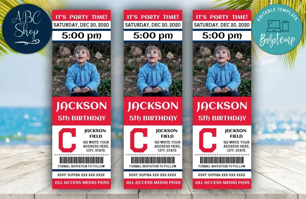 Cleveland Indians Birthday Ticket With Photo Invitation DIY | Bobotemp