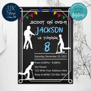 Scooter Birthday Invitation Instant Download
